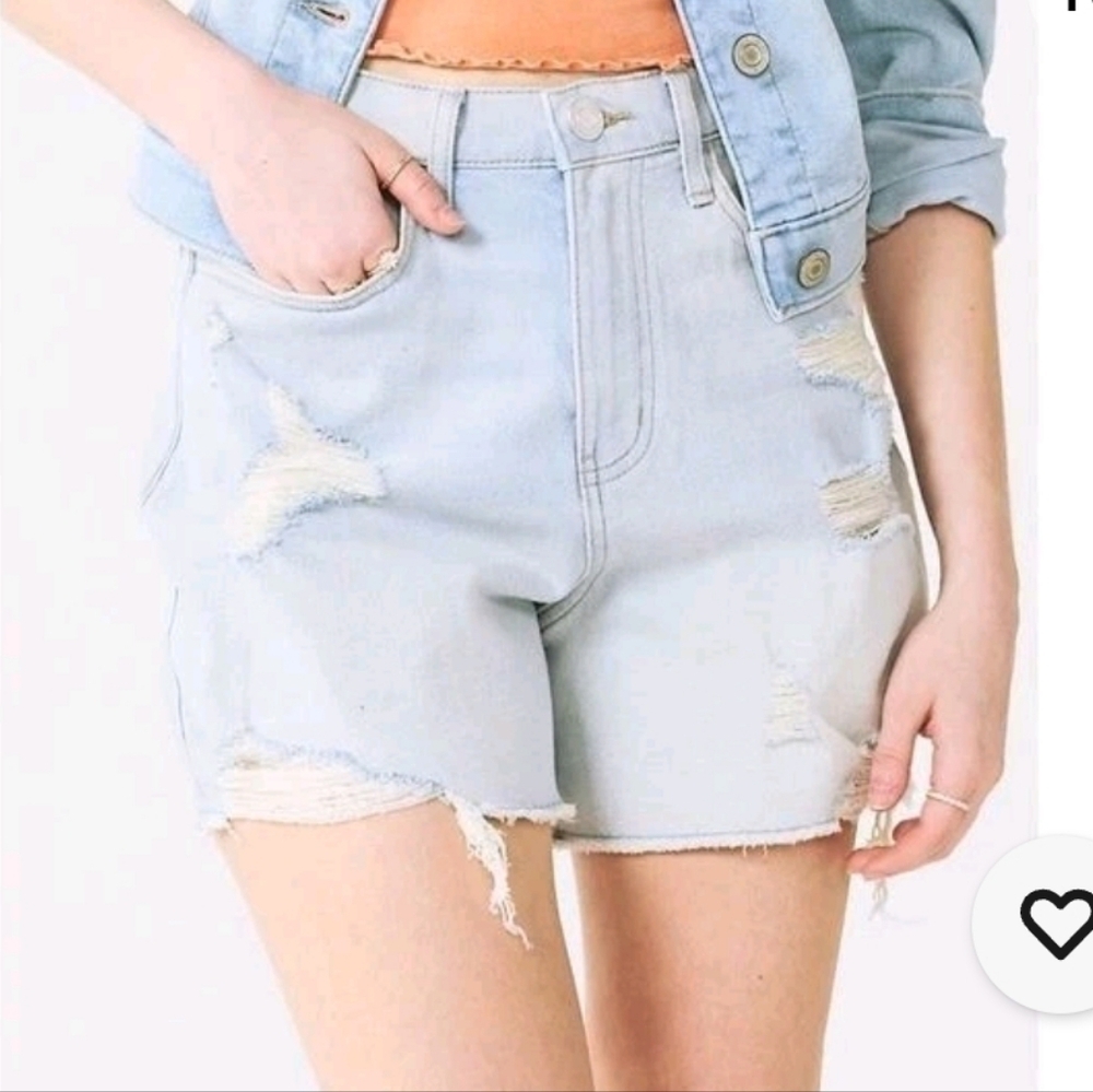 💜SO Super High Rise '90s Boyfriend Denim Shorts Blue Juniors' Size 1/ 25W🩷